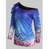 T-shirt Découpé à Imprimé Ciel Etoilé à Une Epaule - multicolor A 2XL
