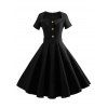 Robe Ceinturée à Col en Forme de Cœur Années 1950s - Noir L