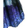 Flower Butterfly Print Bowknot Lace Insert Dress - BLACK 2XL
