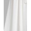 Plain Bowknot Belt Stand Collar Button A Line Shirt Dress - WHITE 2XL