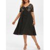 Robe Ligne A en Dentelle Insérée de Grande Taille avec Nœud Papillon - Noir 1X