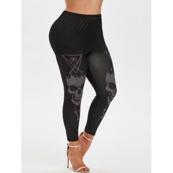 

Plus Size Hallowmas Skulls Print Ninth Leggings, Black