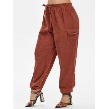 

Plus Size Drawstring Corduroy Pants, Coffee