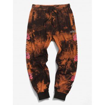 

Flower Tie Dye Print Drawstring Casual Pants, Orange