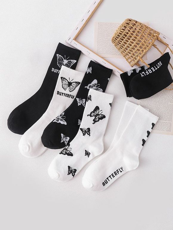 Ensemble de Chaussettes Papillon Motif de Lettre 6 Paires - multicolor A 