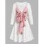 Robe à Imprimé Fleur Nouée en Avant à Manches Longues - multicolor A L