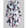 T-shirt Courbe Papillon Imprimé de Grande Taille - Gris Clair 5X