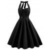 Robe Plissée au Dos à Col Halter Année 1950s - Noir 2XL