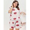 Ensemble Pyjama Lèvres Imprimées Grande-Taille - Blanc 1XL