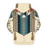 Indian Eagle Pattern Front Pocket Drawstring Hoodie - WARM WHITE XL