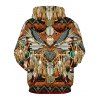 Indian Eagle Dreamcatcher Pattern Front Pocket Pullover Hoodie - multicolor M