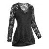 T-shirt Tunique à Manches en Dentelle Transparente Grande Taille - Cendre gris 5X