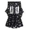 Mini Robe à Imprimé Corset Crâne Animal à Epaule Dénudée - Noir XL