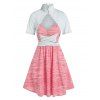 Ensemble de Robe Chinée Imprimée sans Manches en Ligne A et Haut Ourlet en Dentelle - multicolor A M