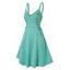 Robe Ligne A Boutonnée à Bretelle à Lacets Latérale - Bleu Vert XL