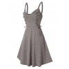 Robe Ligne A Boutonnée à Bretelle à Lacets Latérale - café lumière 3XL