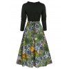 Flower Print Belted Twofer Dress - multicolor A 3XL