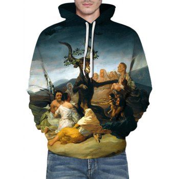 

Sheep Oil Paint Pattern Front Pocket Casual Hoodie, Multicolor