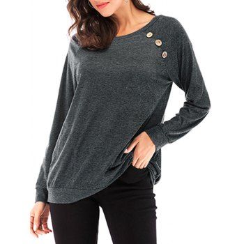 

Mock Button Raglan Sleeve Pocket Sweatshirt, Gray