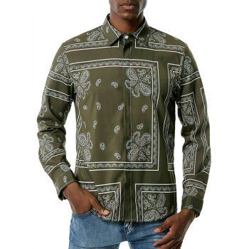 

Paisley Pattern Vintage Long Sleeve Shirt, Army green