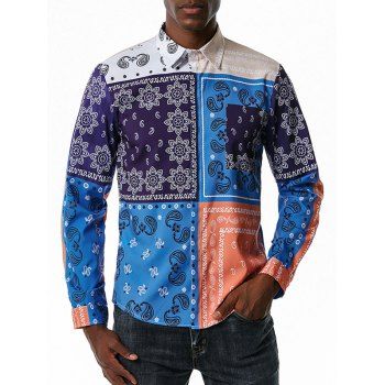 

Paisley Pattern Colorblock Long Sleeve Leisure Shirt, Multicolor