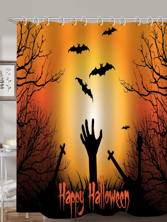 Rideau de Douche Imperméable à Imprimé Mains Tenant la Nuit d'Halloween pour Salle de Bain - multicolor W71 X L71 INCH