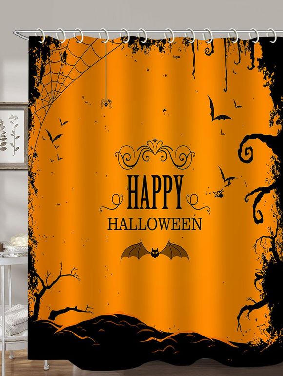 Rideau de Douche Imperméable d'Halloween à Imprimé Chauve-souris pour Salle de Bain - multicolor W71 X L71 INCH