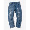 Pantalon Fuselé Déchiré Lavage Léger à Braguette Zippée - Bleu de Soie L