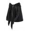 Rivet Detail Self Tie Asymmetric Faux Leather Skirt - BLACK L