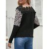 Leopard Flower Applique Patchwork Sweater - BLACK L