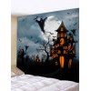 Halloween Night Ghost Bat Pattern Wall Hanging Tapestry - multicolor W91 X L71 INCH