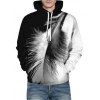Yin and Yang Feather Pattern Front Pocket Casual Hoodie - BLACK 3XL