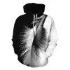 Yin and Yang Feather Pattern Front Pocket Casual Hoodie - BLACK 3XL