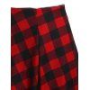 Plaid Tulle Overlay Asymmetric Skirt - RED S