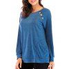 Mock Button Raglan Sleeve Pocket Sweatshirt - BLUE XL