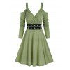 Mini Robe Epaule Dénudée à Taille Haute avec Œillet - Vert clair L