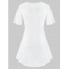 T-shirt Fleuri Feuille Imprimée de Grande Taille - Blanc L