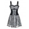 Robe d'Halloween Toile d'Araignée sans Manches en Dentelle à Lacets - Noir M