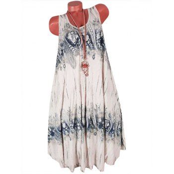 

Sleeveless Paisley Printed Shift Dress, White