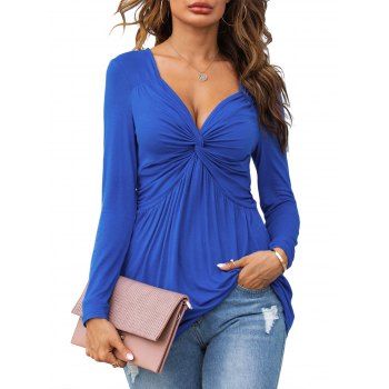 Image of Ruched Twist Front Tunic Top
