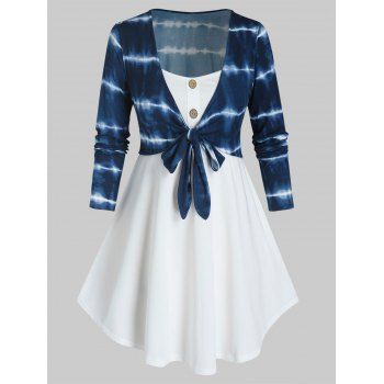 

Plus Siz Tie Dye Tee and Camisole Set, Lapis blue