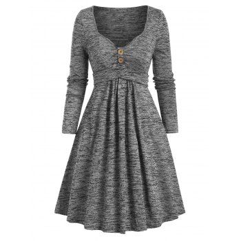 

Space Dye Sweetheart Neck Crisscross Mini Dress, Light gray