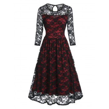 

Flower Pattern Lace Prom Dress, Multicolor a