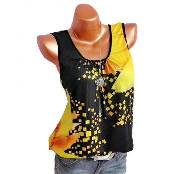 

Plus Size Floral Print Sleeveless Top, Black