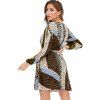 Leopard Dalmatian Dot Print Split Sleeve Mini Dress - LIGHT BLUE S