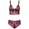Ensemble de Lingerie Soutien-Gorge et Culotte Floral en Dentelle de Grande Taille - Rouge foncé 6XL