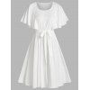 Robe Décontractée Ceinturée à Manches Bouffantes - Blanc 2XL