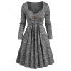 Mini Robe Teintée Croisée Col en Forme de Cœur - Gris Clair M