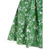 Mini Robe Ligne A Fleurie Boutonnée avec Poches - Vert clair 3XL