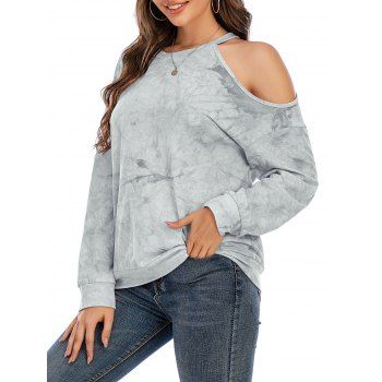 

Cold Shoulder Tie Dye T Shirt, Gray